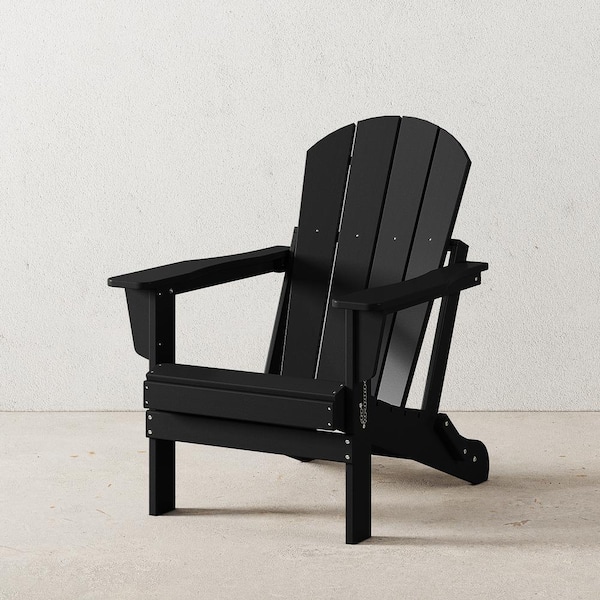 Laguna Fade Resistant Outdoor Patio HDPE Poly Plastic Classic Folding Adirondack Lawn Chair in Black