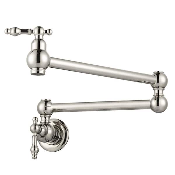 AVITAS Wall Mounted Pot Filler with Level Handle in Polished Nickel