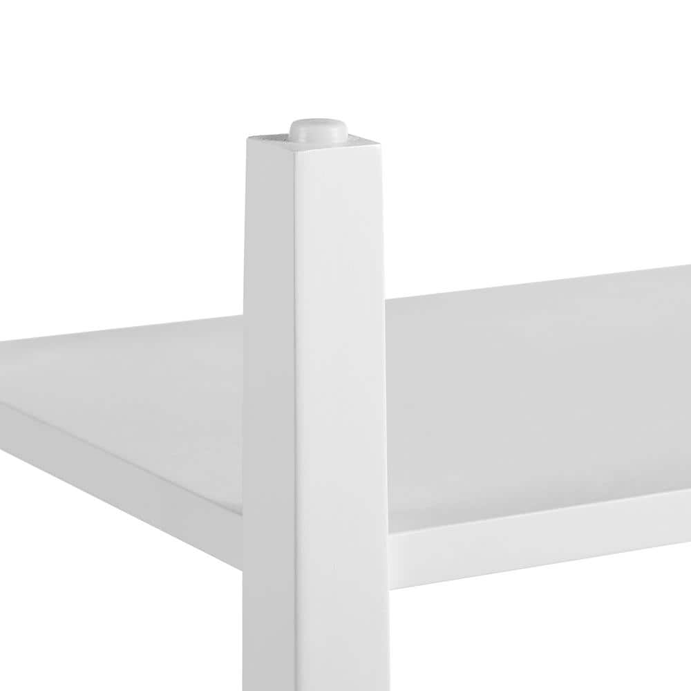Narrow White and Brown Wood End Table with USB Ports