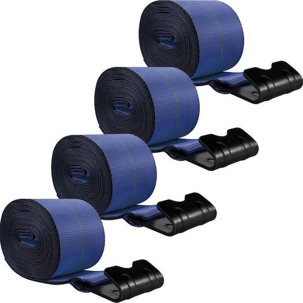 VEVOR Truck Straps 4 in. x 30 ft. Winch Strap 15,400 lbs. Load Capacity for Trucks, Rescues, Tree Saver, Blue (4-Pack)