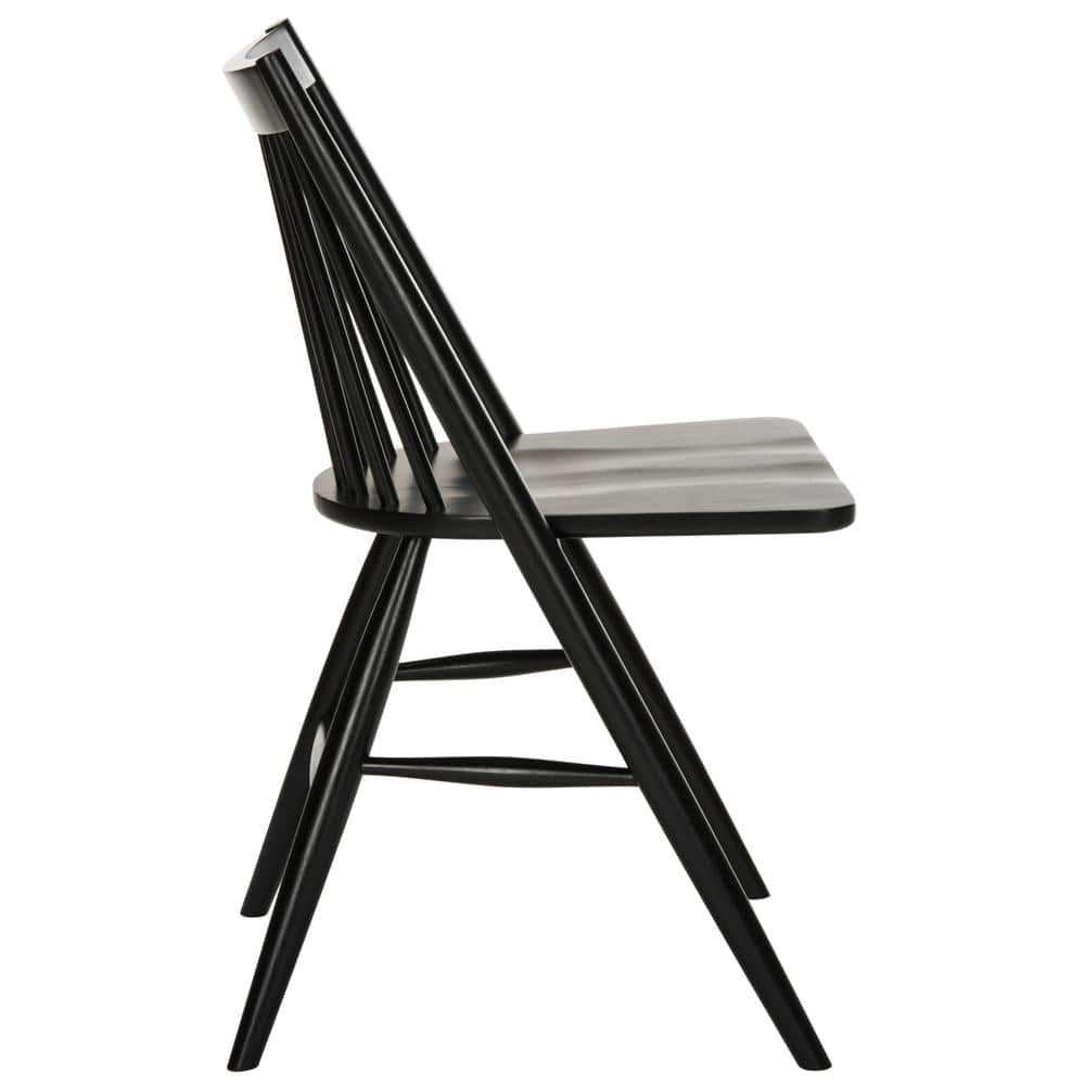 Black Wood Windsor Slat Back Dining Chair Set