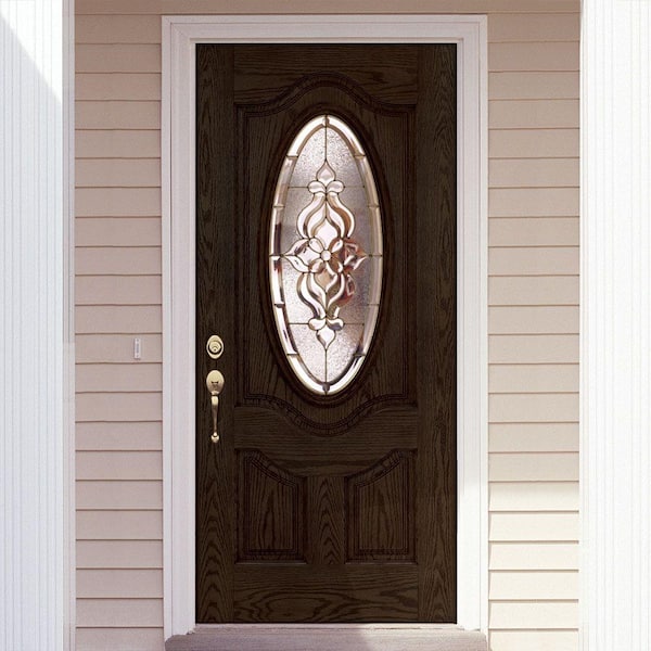 Feather River Doors 37.5 in. x 81.625 in. Lakewood Brass 3/4 Oval