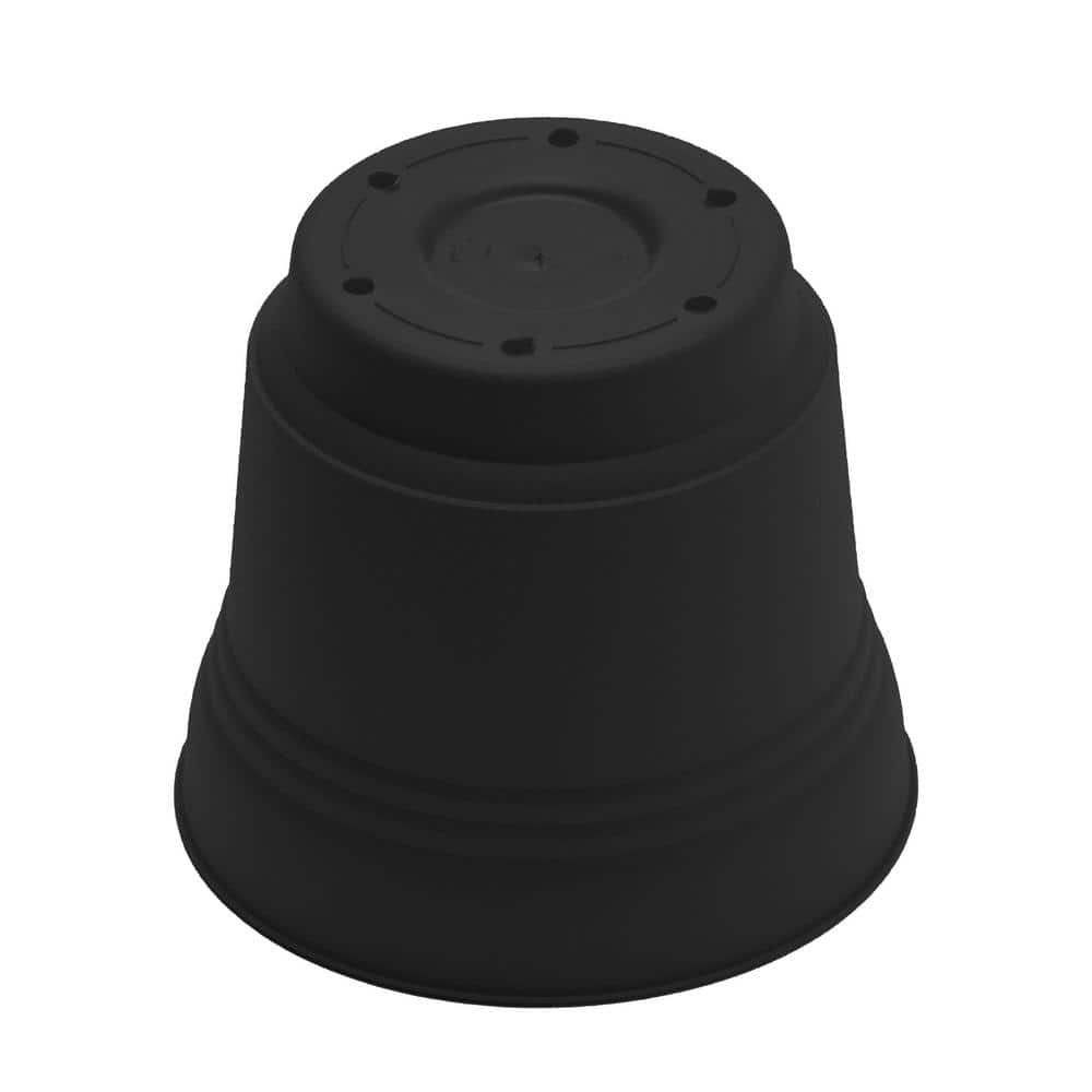Saturn 12-inch Black Round Resin Planter with Saucer