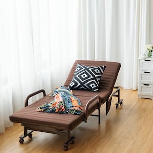 Patio Brown Folding Bed Adjustable Guest Single Bed
