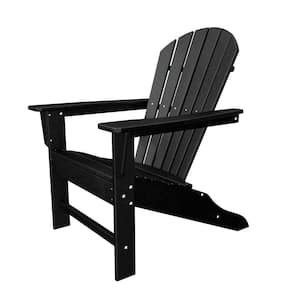 South Beach Black Plastic Patio Adirondack Chair