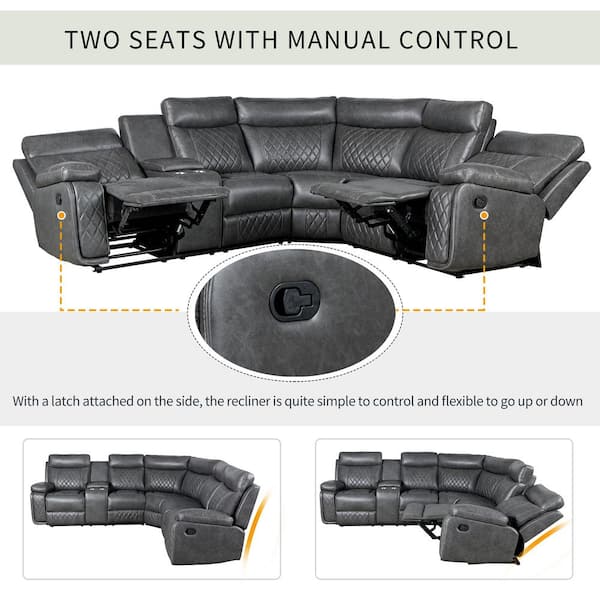 Square sectional on sale with recliner