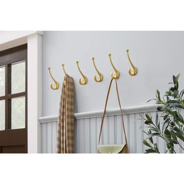 Home Decorators Collection 5-5/8 in. Satin Brass Pilltop Wall Hooks  (6-Pack) 64221 - The Home Depot