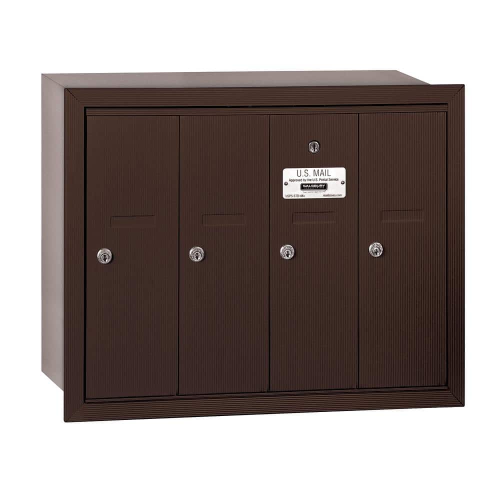 Bronze Recessed-Mounted USPS Access Vertical Mailbox with 4 Door