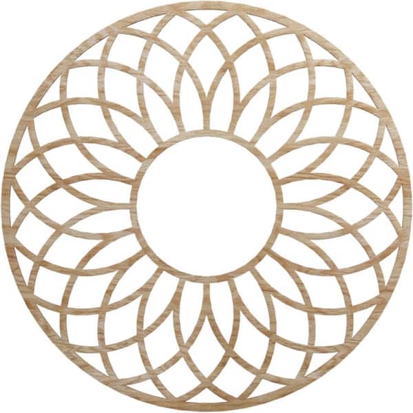 Ekena Millwork 30 in. x 30 in. x 1/4 in. Cannes Wood Fretwork Pierced Ceiling Medallion, Red Oak