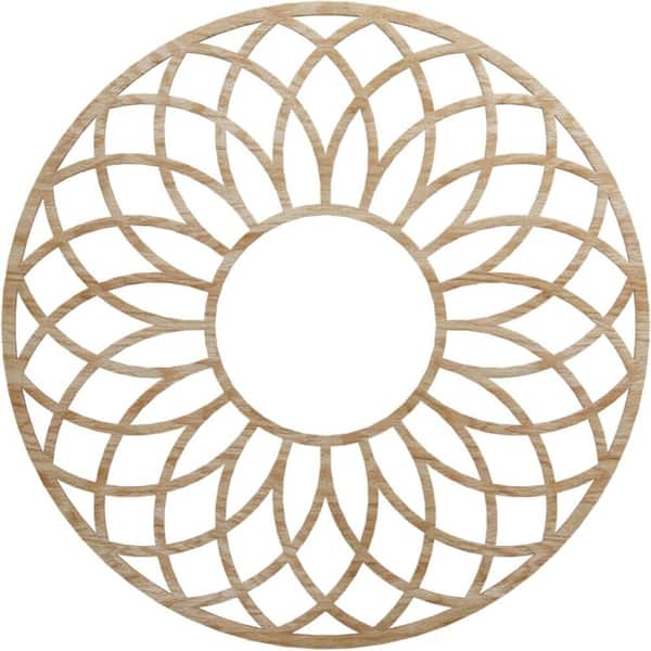 Ekena Millwork 30 in. x 30 in. x 1/4 in. Cannes Wood Fretwork Pierced Ceiling Medallion, Red Oak