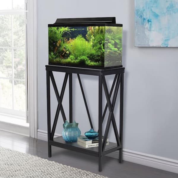 Aquatic Fundamentals Aquarium Fundamentals Black 28 in. Accent Cabinet with 2 Shelves with Powder Coated Steel Frame for 10 gal. Aquariums