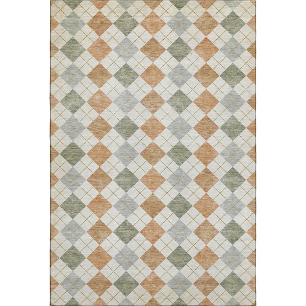 Mayfield Premium Machine Washable Abstract AMF2238 Coral 8 ft. x 10 ft. Area Rug