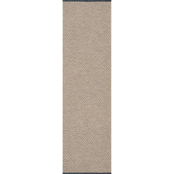 Tayse Rugs Alma Brown 2 ft. x 8 ft. Diamond Machine Washable Indoor Runner Rug