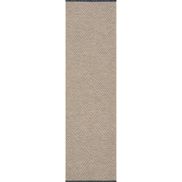 Tayse Rugs Alma Brown 2 ft. x 8 ft. Diamond Machine Washable Indoor Runner Rug