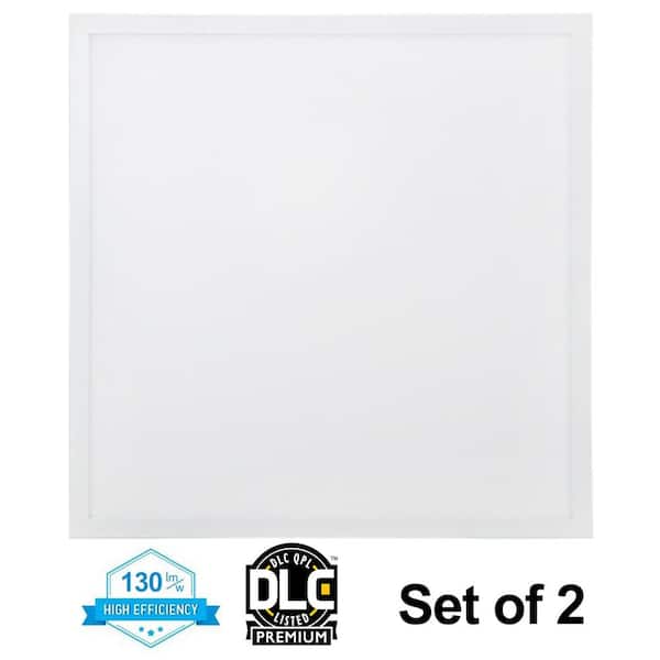 2 ft. x 2 ft. White Dimmable Edge-Lit 40-Watt 4000K Integrated LED Troffer Flat Panel T-Bar Grid Recessed(2-pack) 2 ft. x 2 ft. White Dimmable Edge-Lit 40-Watt 4000K Integrated LED Troffer Flat Panel T-Bar Grid Recessed(2-pack)