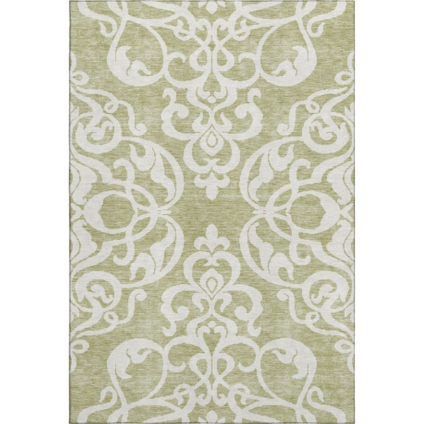 Addison Rugs Mayfield Premium Machine Washable Abstract AMF973 Aloe 8 ft. x 10 ft. Area Rug