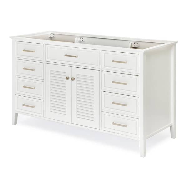ARIEL Kensington 60 in. W x 21.5 in. D x 34.5 in. H Freestanding Bath Vanity Cabinet Only in White
