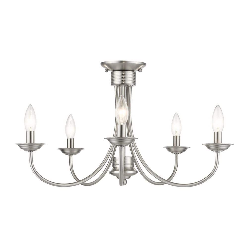 Abbotsford 24 In. Transitional Round Candle Style Brushed Nickel Semi-Flush Mount for Bedroom, Bulb not Included price history on PriceWatchPro