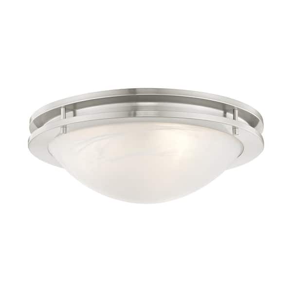 Livex Lighting Ariel 17 in. 3-Light Brushed Nickel Flush Mount