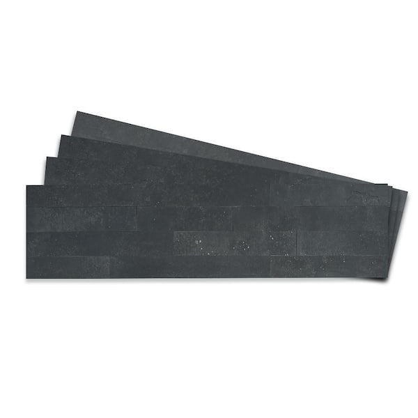 Tic Tac Tiles Concrete 12-Sheets African Night 24 in. x 6 in. Other Peel and Stick Tile Decorative Back Splash (11.6 sq. ft./Pack)