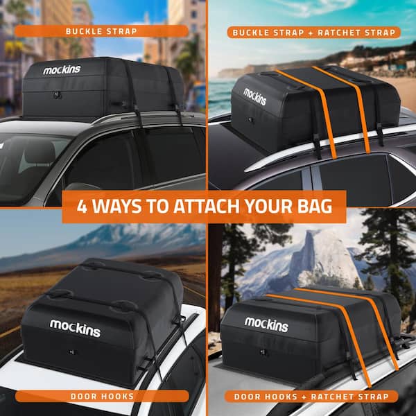 Mockins 44 in. x 34 in. x 17 in. Waterproof Cargo Roof Bag Set with Car Roof  Mat and Ratchet Straps 16 cu. ft. Dry Storage Space MA-32 - The Home Depot