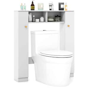 34.5 in. W x 38.5 in. H x 7 in. D White Over The Toilet Storage with 2-Open Compartments and 4-Adjustable Shelves-White