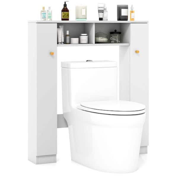 ANGELES HOME 34.5 in. W x 38.5 in. H x 7 in. D White Over The Toilet Storage with 2-Open Compartments and 4-Adjustable Shelves-White