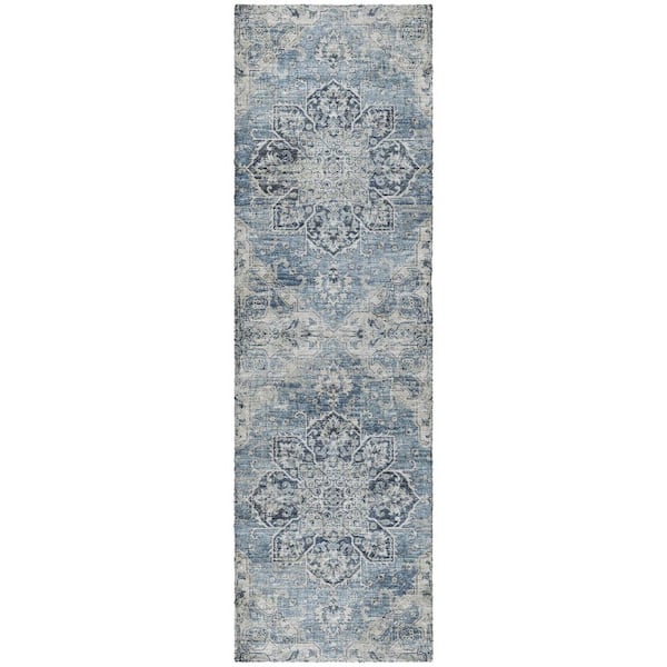 Dream Shag Premium Machine Washable Abstract ADS93 Blue 2 ft. x 7 ft. Runner Rug