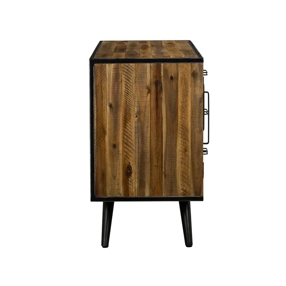 Cusco Antique Acacia Brown Rustic Buffet Cabinet with Metal Legs