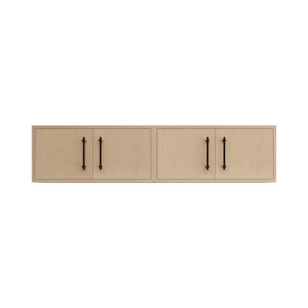 Victoria 59.25 in. W x 11.8 in. D x 13.78 in. H Brown Plywood Wall Overhead Floating Linen Cabinet in Yellow Oak