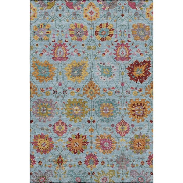 Mayfield Premium Machine Washable Abstract AMF2288 Sky 5 ft. x 7 ft. 6 in. Area Rug