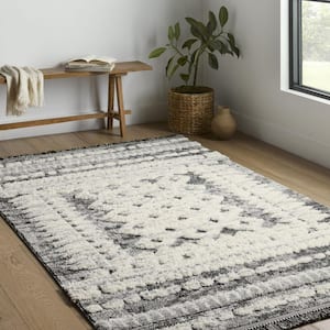 Jerome Charcoal / Ivory 3 Ft. 11 In. x 5 Ft. 7 In. Abstract Boho Boho Shag Area Rug