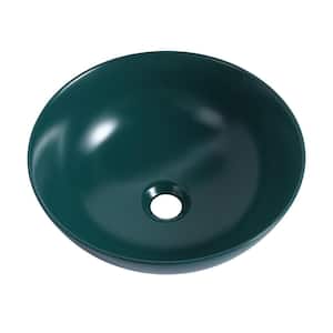 Matt Dark Green Ceramic Round Art Bathroom Vessel Sink