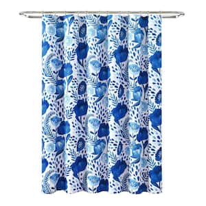 72 in. x 72 in. Poppy Garden Shower Curtain Blue Single