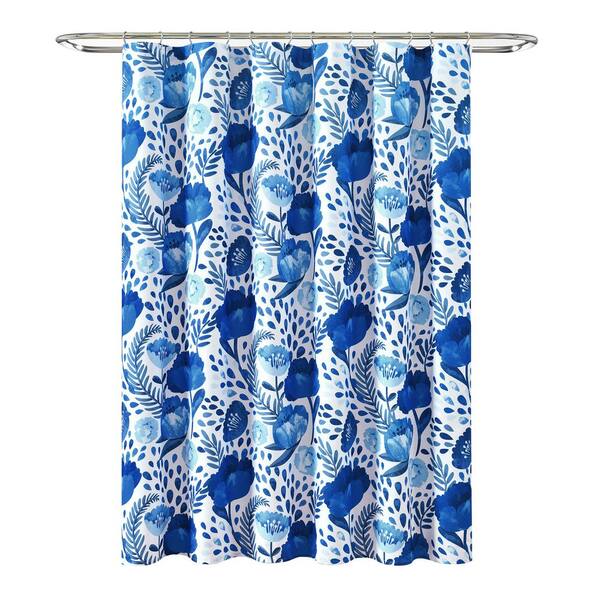Lush Decor 72 in. x 72 in. Poppy Garden Shower Curtain Blue Single