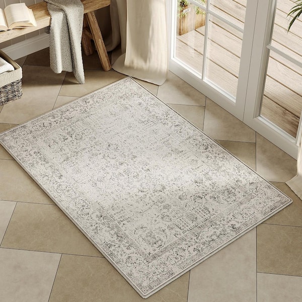 Entomology Gray 2 ft. x 3 ft. Vintage Floral Area Rug