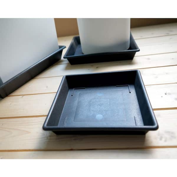 Moathty 14 in. Heavy Duty Plastic Square Plant Saucer, Plant Trays