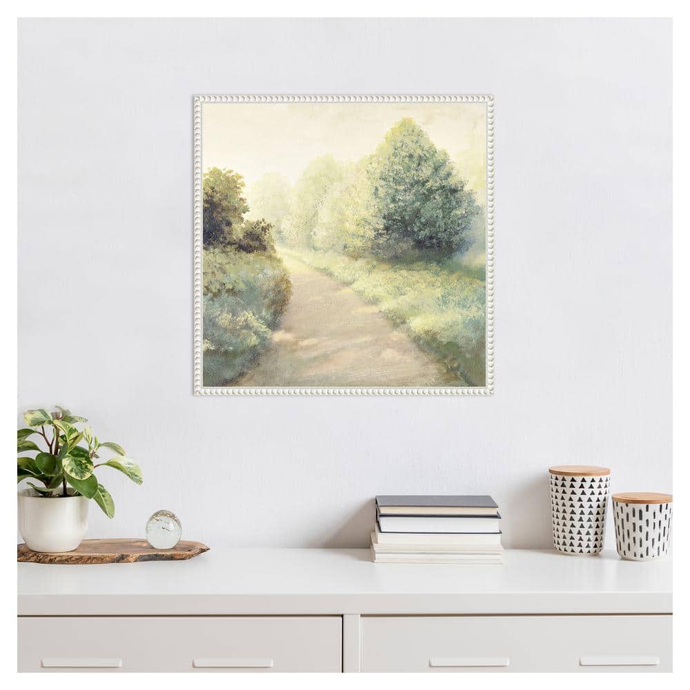 New Light Summer Road I White Floater Frame Canvas Wall Art