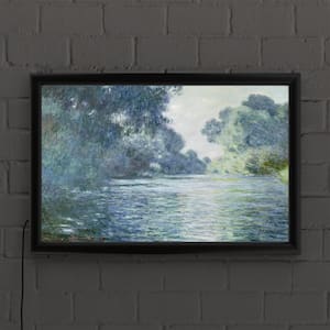 "Branch of the Seine near Giverny" by Claude Monet Framed with LED Light Landscape Wall Art 16 in. x 24 in.