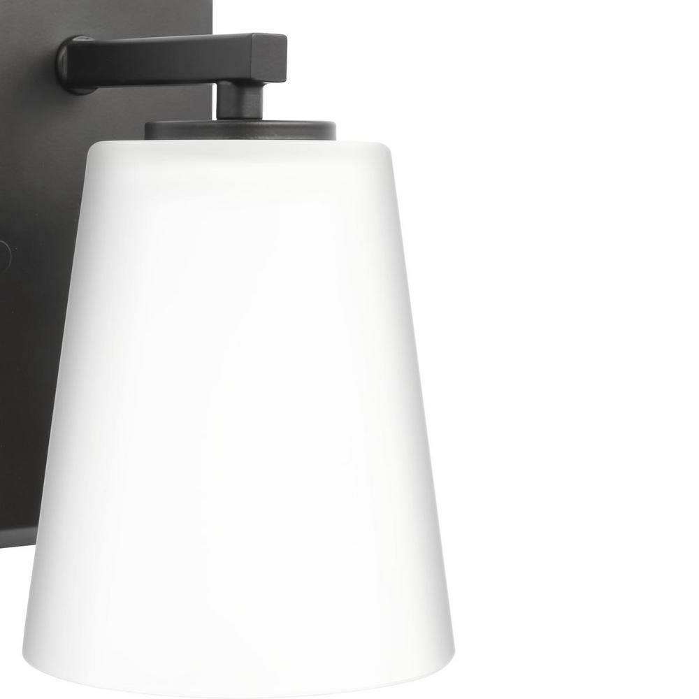 Vertex Matte Black and Etched White Glass Bath Light