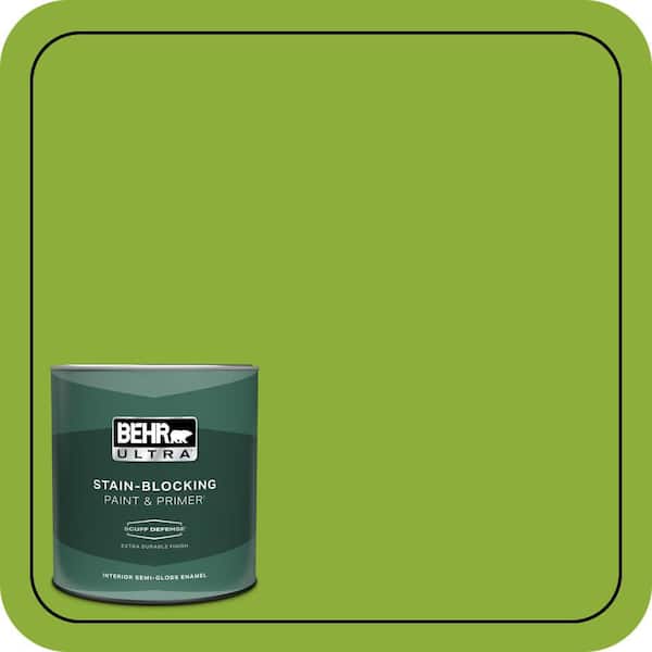 BEHR ULTRA 1 qt. #420B-6 New Green Extra Durable Semi-Gloss Enamel Interior Paint & Primer