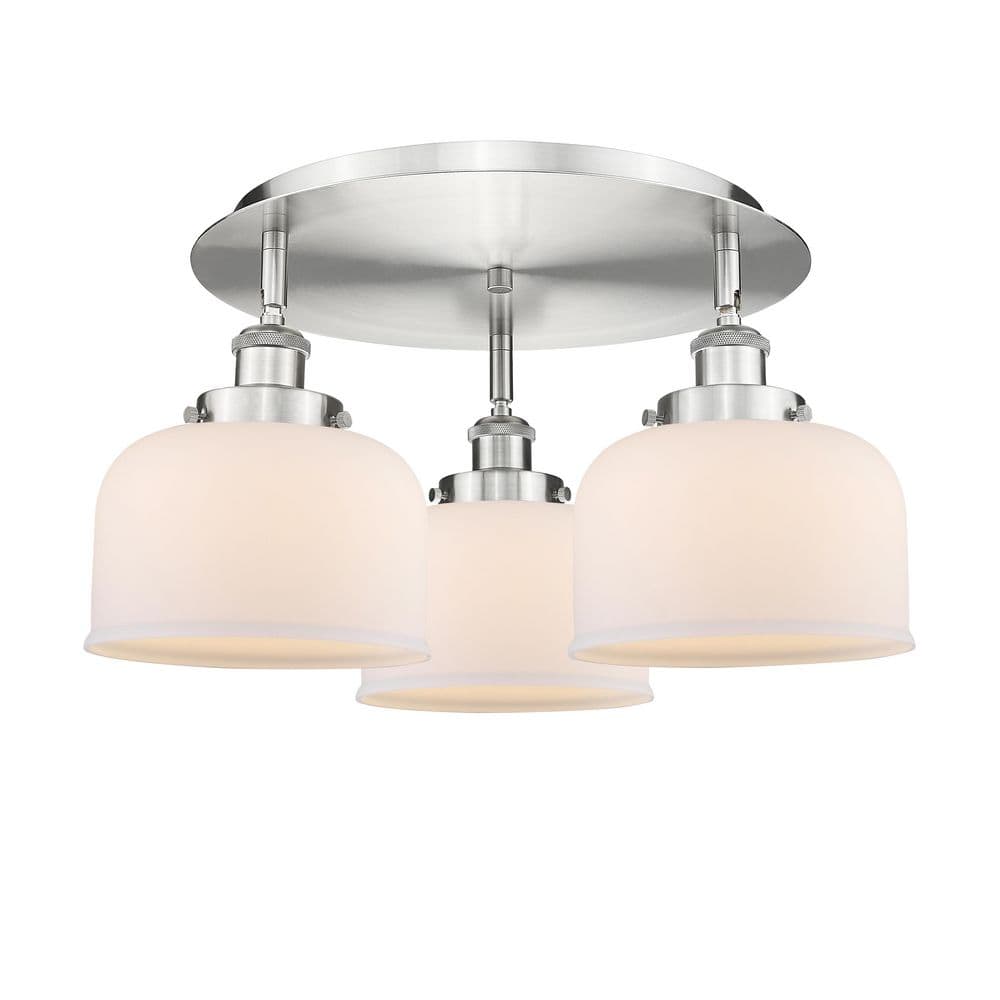 Bell 19.75 in. 3-Light Satin Nickel Art Nouveau Flush Mount with Seeded Glass Shade price history on PriceWatchPro
