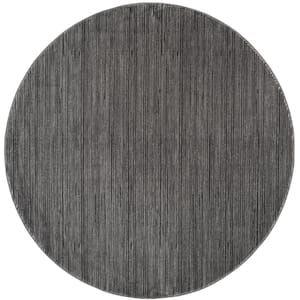 Vision Gray 4 ft. x 4 ft. Round Solid Area Rug