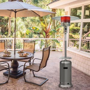 7 ft. 48,000 BTU Stainless Steel Umbrella Propane Patio Heater with Weather-Protective Cover