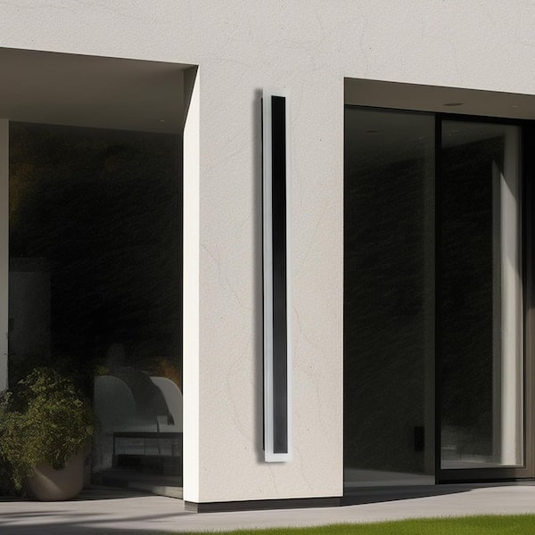 Briignite 35 in. Modern LED Outdoor Wall Lantern - 1-Light, Waterproof, Black for Garden