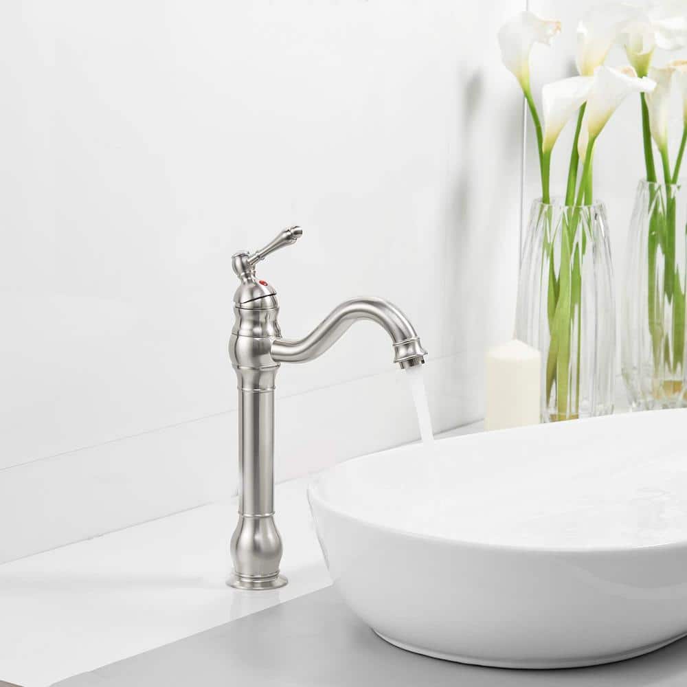 Brushed Nickel Single Handle High Arc Bathroom Faucet