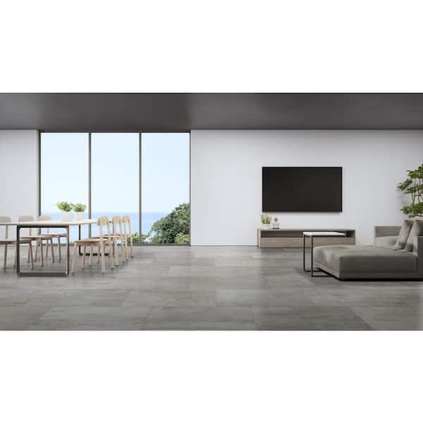 Metallic Steel 24 in. x 48 in. Matte Porcelain Metallic Look Floor and Wall Tile (16 sq. ft. /Case)