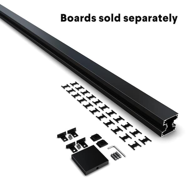 HOFT 96 in. Black Aluminum In-Ground Fence Line Post and Hardware