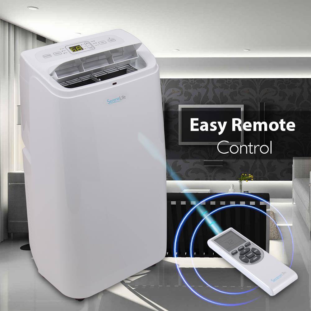 SereneLife 12,000 BTU White Portable Air Conditioner with Remote
