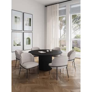 Hathaway and Flor 7-Piece Wheat and Black Solid Wood Top Dining Room Set Seats 6